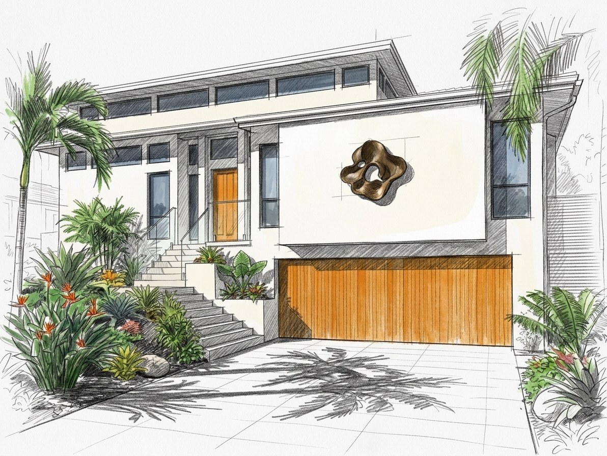 Vila Bayou Sound · skica architekta
